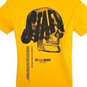 Skull T Shirt Mens Size Small Yellow Index Hue FFF Streetwear Skeleton